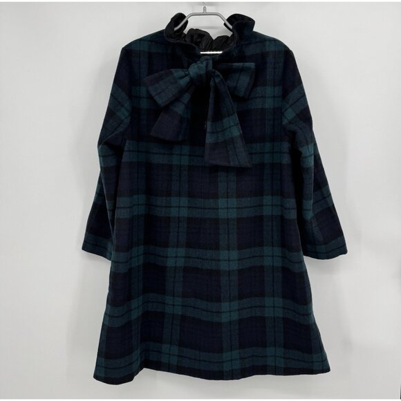 Tuckernuck Blackwatch Plaid Daphne Dress XXL Ruffle Collar Bow Back Wool Blend - Picture 3 of 7